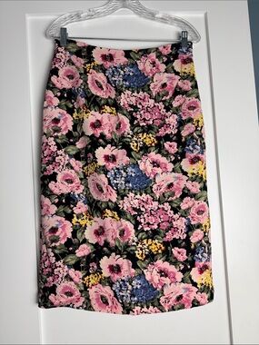 Rebecca Taylor Floral Pencil Skirt - Pink/Black